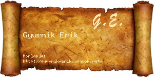 Gyurnik Erik névjegykártya